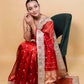 Red Cocktail Tissue Silk Saree