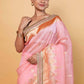 Peachy Pink Meenakari Organza Silk Saree