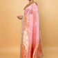 Peachy Pink Meenakari Organza Silk Saree