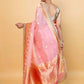 Peachy Pink Meenakari Organza Silk Saree