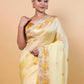 Yellow Meenakari Organza Silk Saree