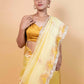 Yellow Meenakari Organza Silk Saree