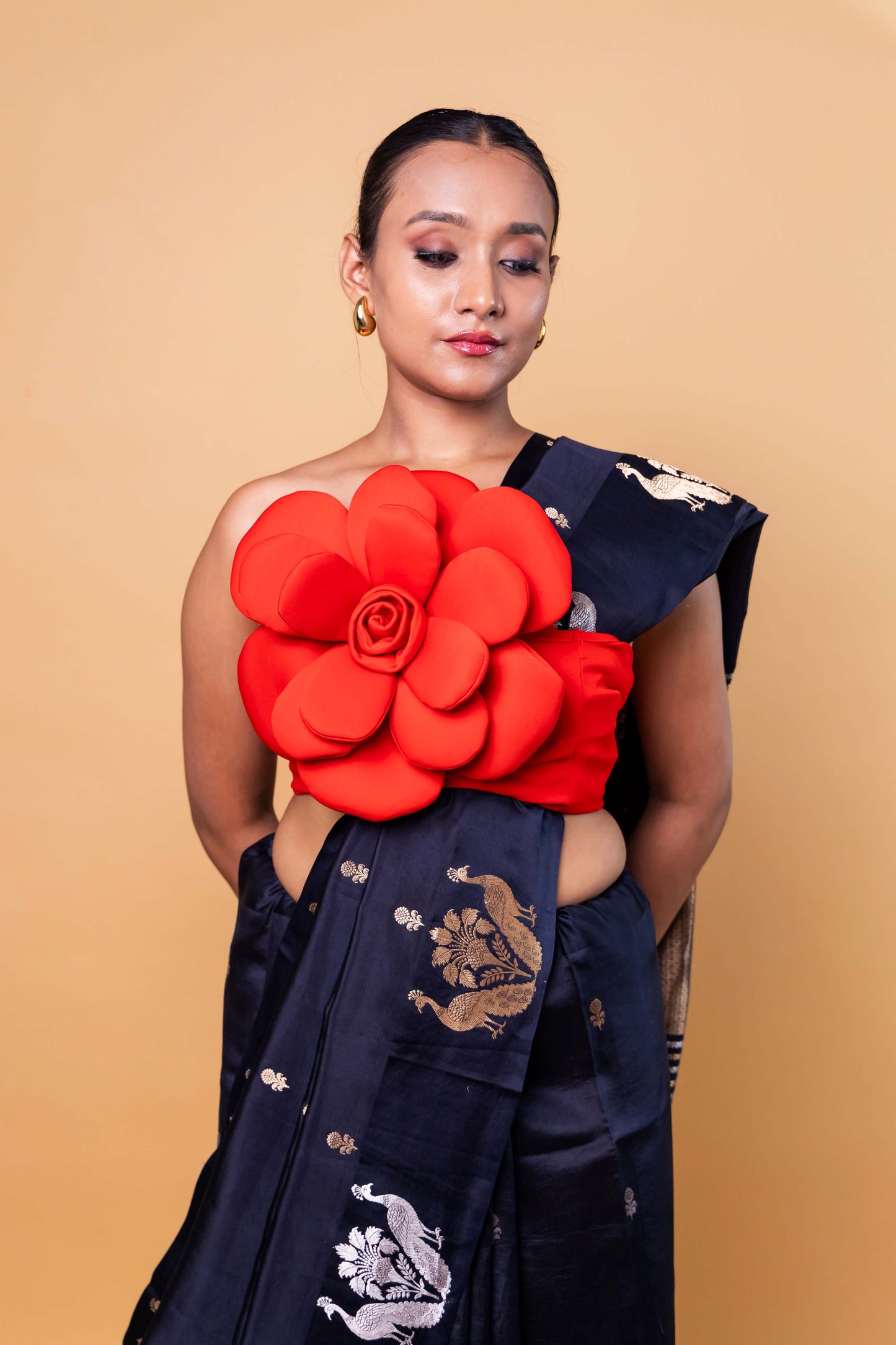 Black Sona Rupa Raw Mango Silk Saree