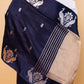 Black Sona Rupa Raw Mango Silk Saree