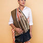 Beige & Orange Stripe Tissue Silk Saree