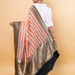 Beige & Orange Stripe Tissue Silk Saree