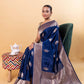 German Blue Sona Rupa Weaving Silk Saree