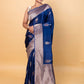 German Blue Sona Rupa Weaving Silk Saree