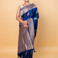 German Blue Sona Rupa Weaving Silk Saree