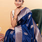 German Blue Sona Rupa Weaving Silk Saree