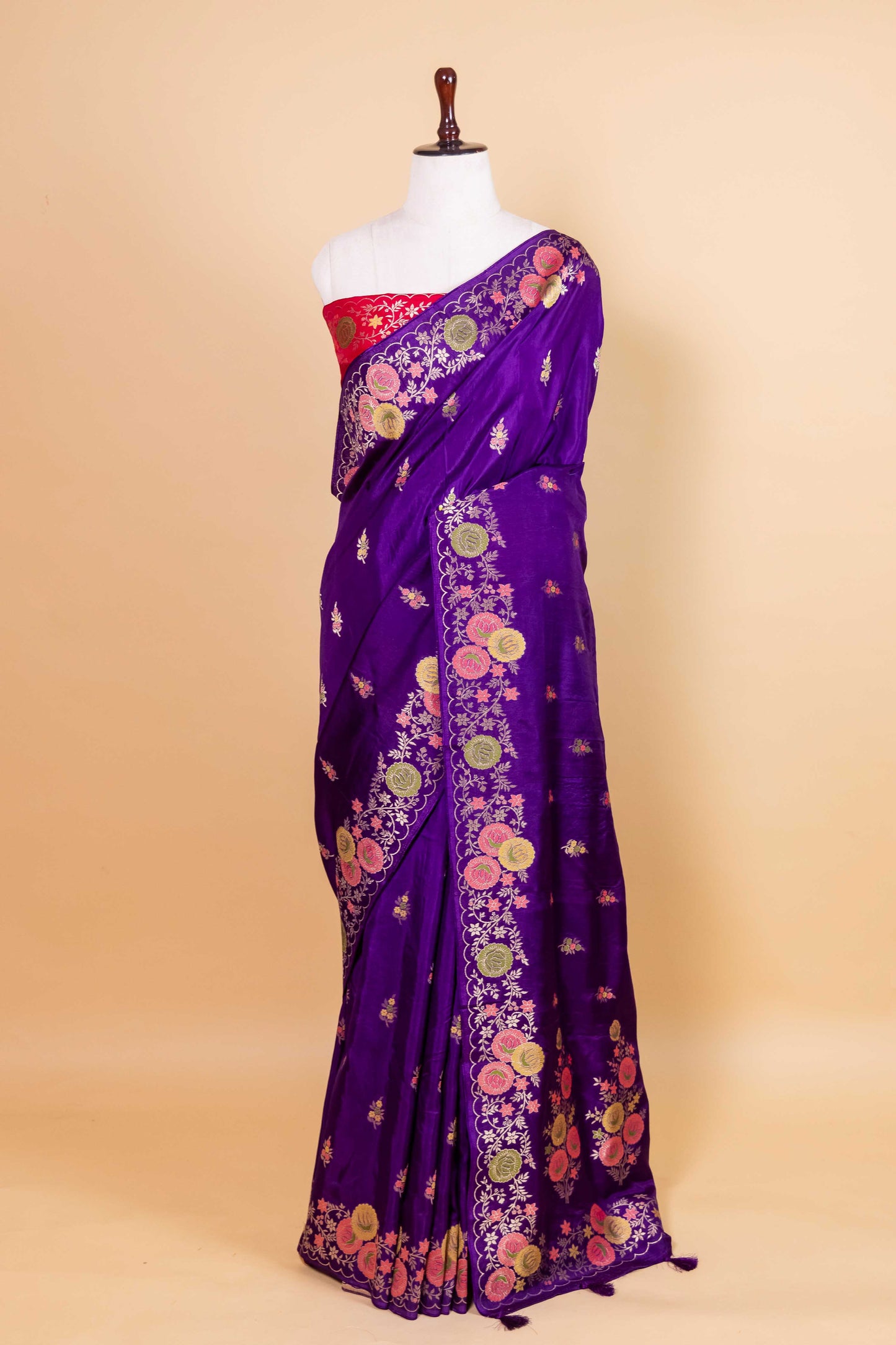 Purple Floral Fancy Silk Saree