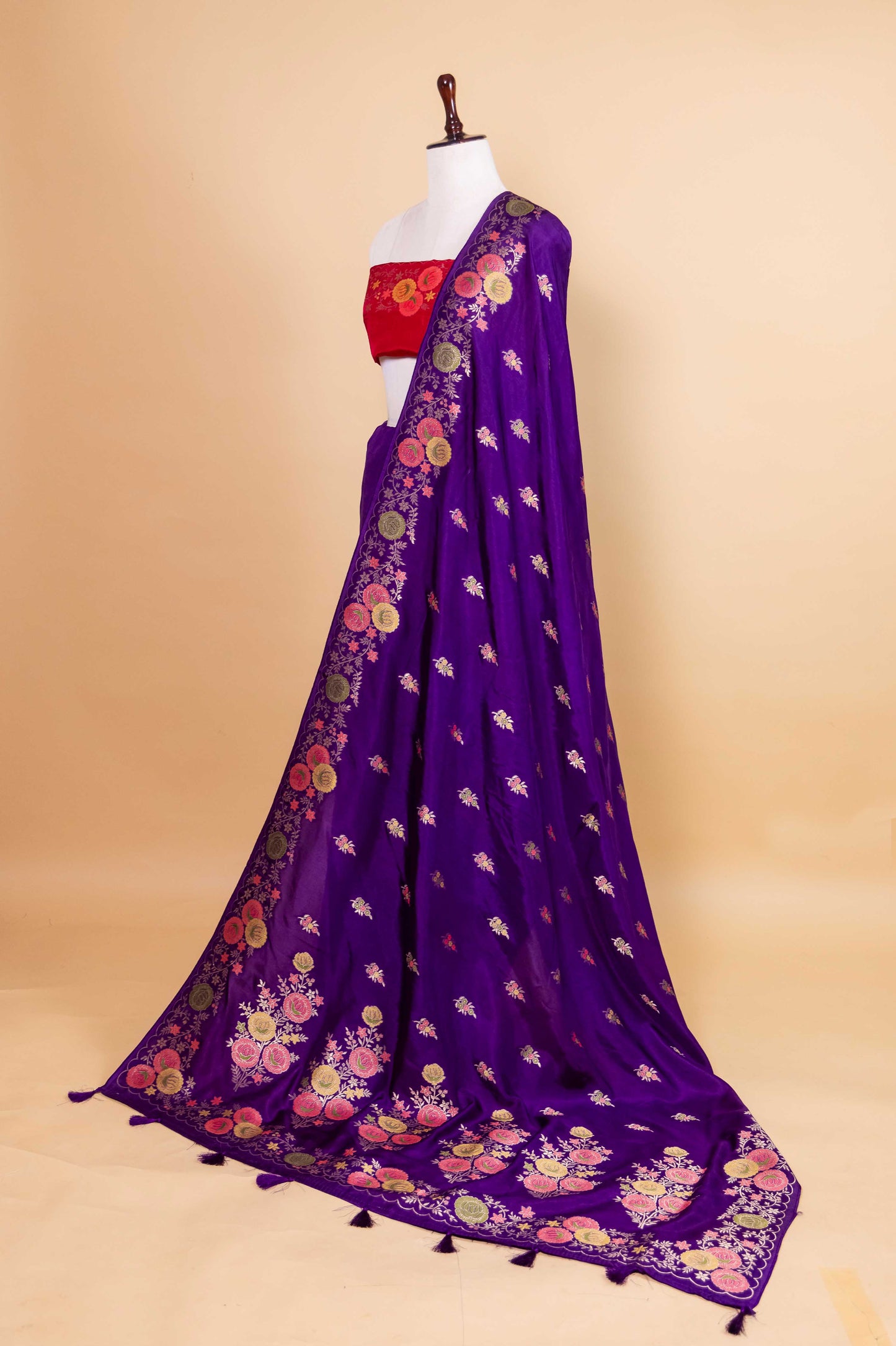 Purple Floral Fancy Silk Saree
