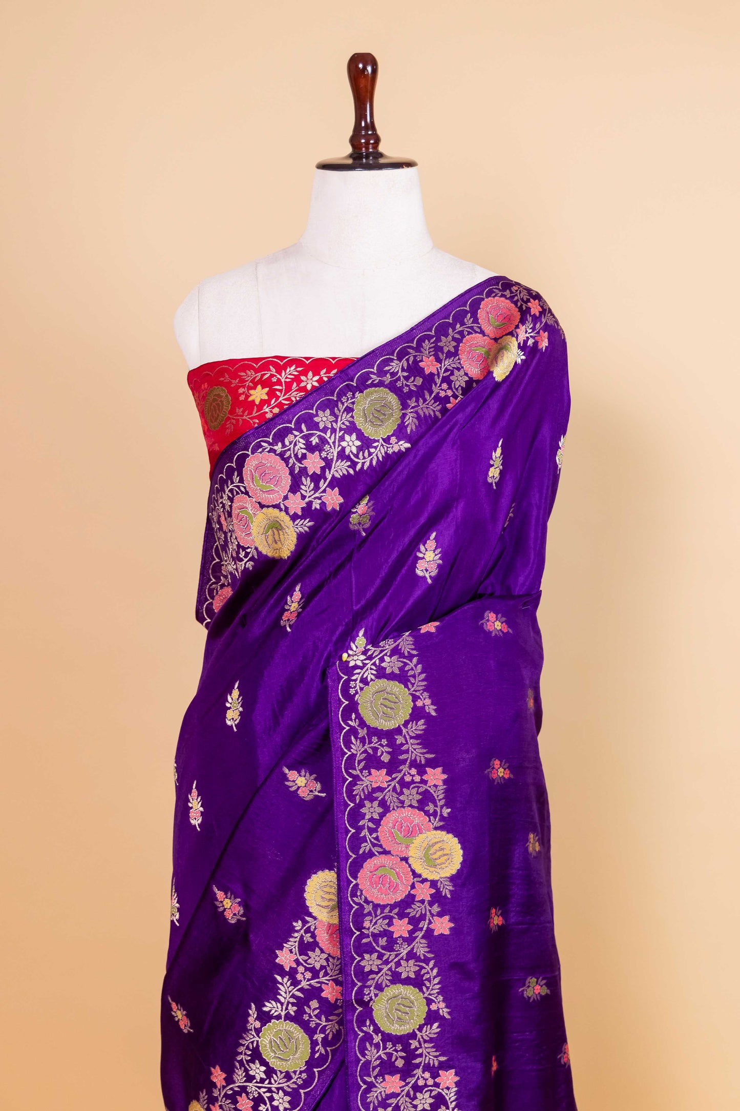 Purple Floral Fancy Silk Saree