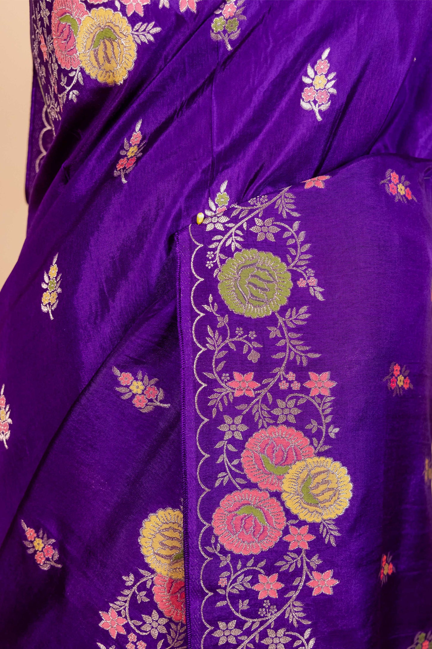 Purple Floral Fancy Silk Saree
