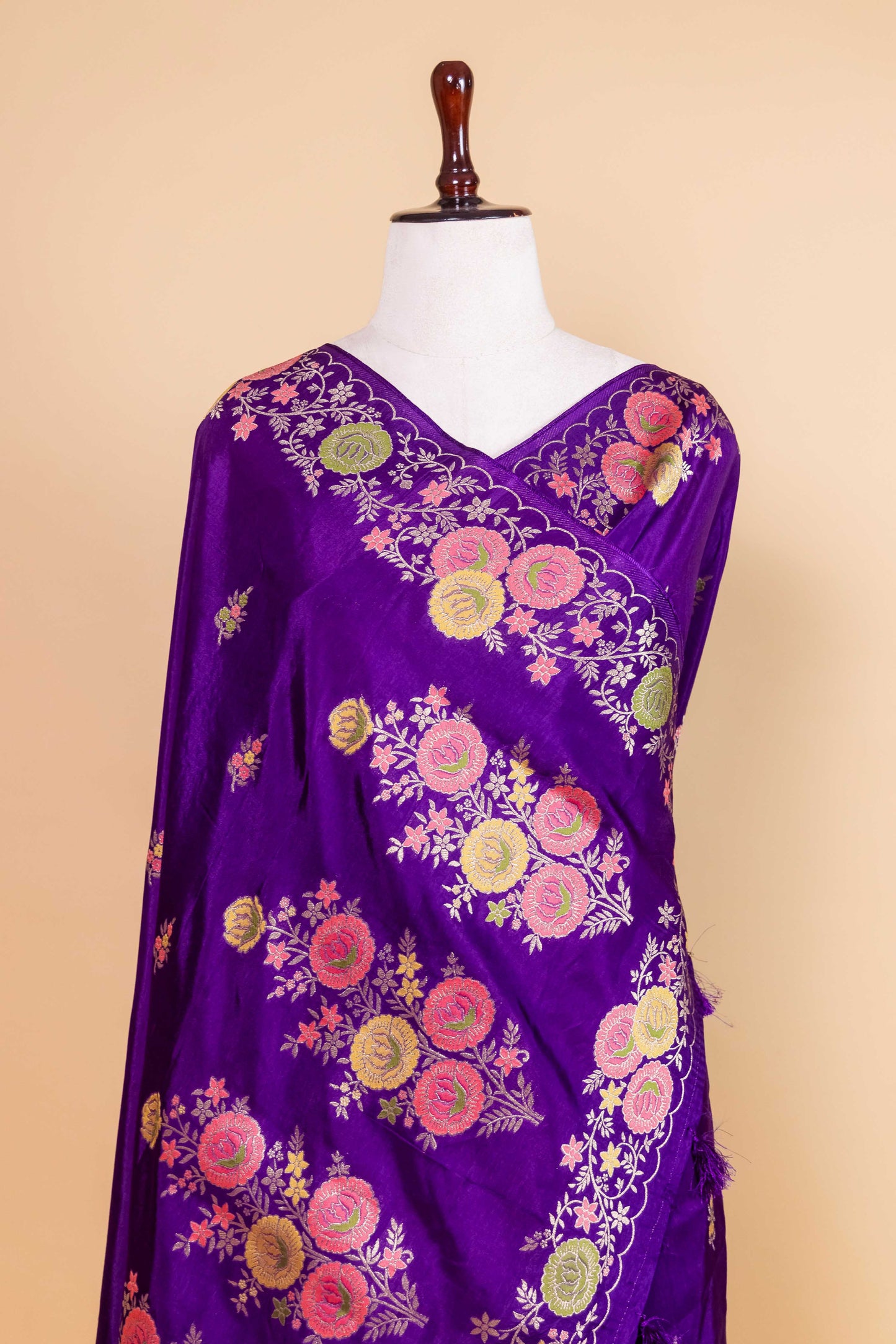 Purple Floral Fancy Silk Saree