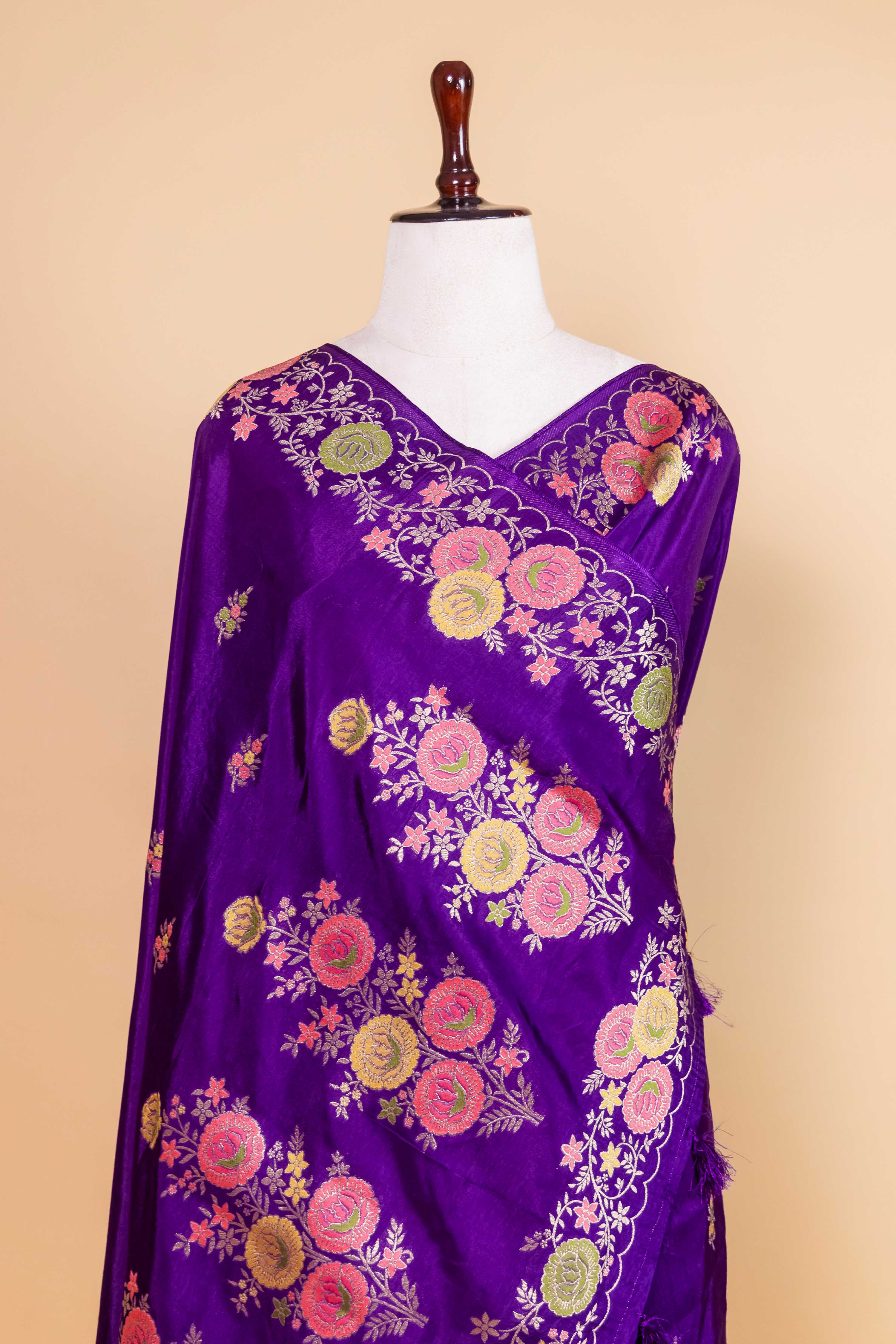 Purple Floral Fancy Silk Saree