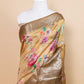 Mustard Embellished Chiniya Silk Saree