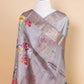 Grey Embellished Chiniya Silk Saree