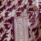 Wine Floral Khaddi Banarasi Silk Saree