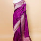 Wine Raw Mango Silk Saree