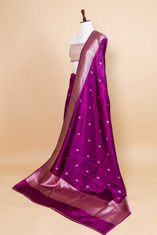 Wine Raw Mango Silk Saree