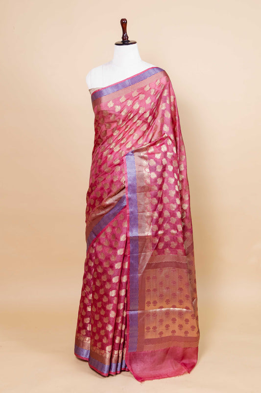 Maroon Tussar Silk Saree