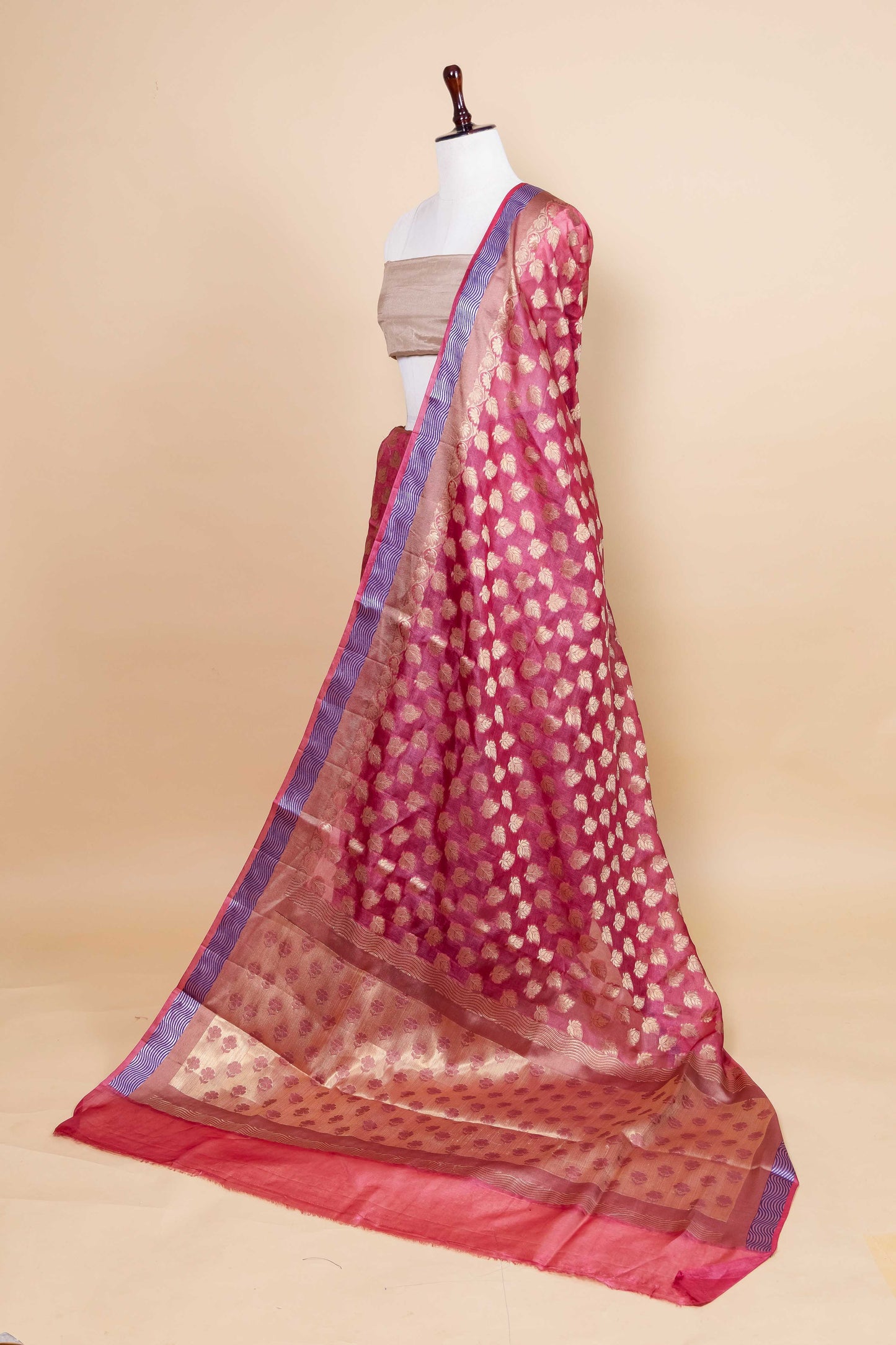 Maroon Tussar Silk Saree