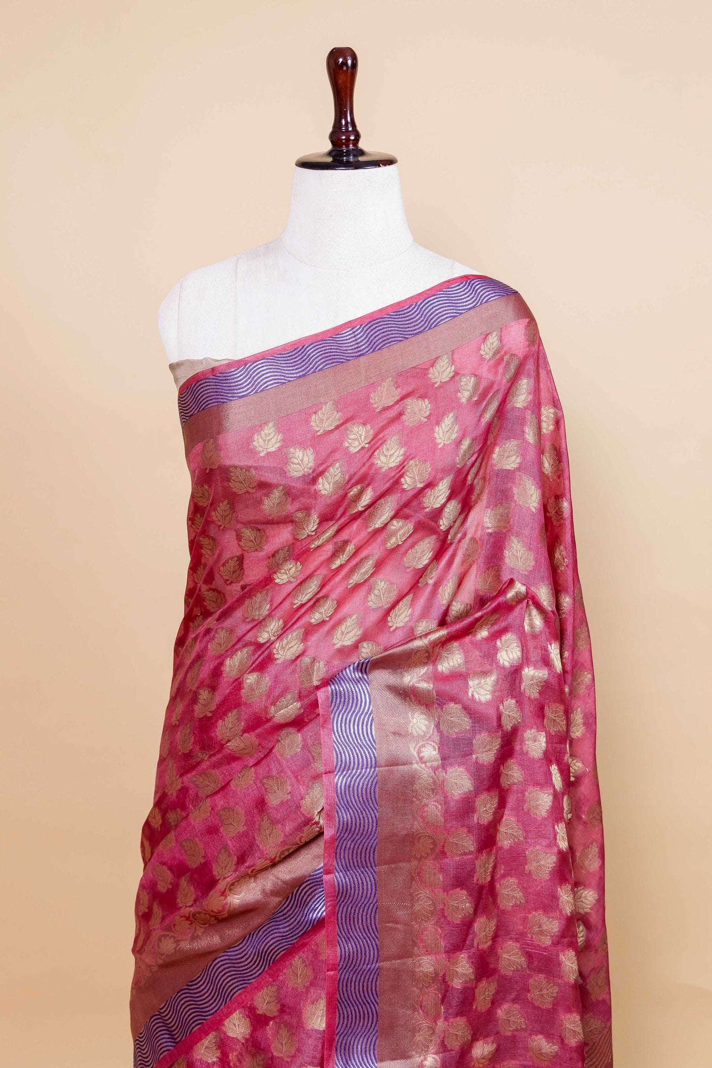 Maroon Tussar Silk Saree