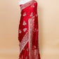 Red Sona Rupa Bird Weaving Satin Silk Saree