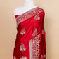 Red Sona Rupa Bird Weaving Satin Silk Saree
