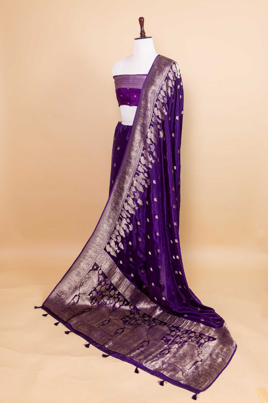 Purple Baarat weaving Silk Saree