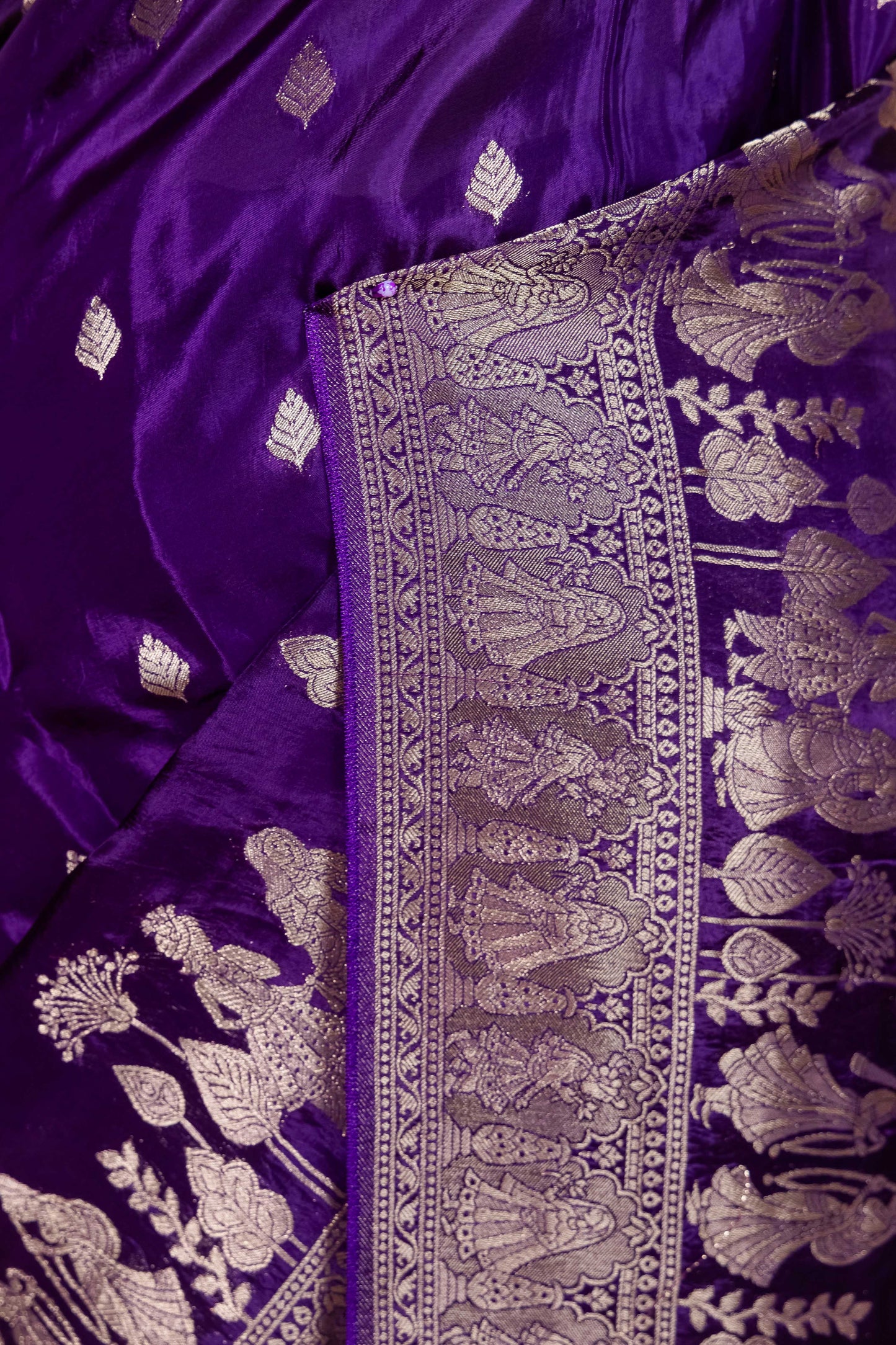 Purple Baarat weaving Silk Saree