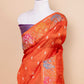 Orange Bird Weaving Silk Saree