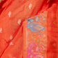 Orange Bird Weaving Silk Saree