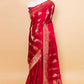 Red Floral Weaving Satin Silk Saree