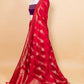 Red Floral Weaving Satin Silk Saree