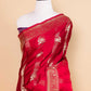 Red Floral Weaving Satin Silk Saree