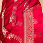 Red Floral Weaving Satin Silk Saree