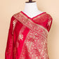 Red Floral Weaving Satin Silk Saree
