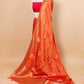 Orange Bird Weaving Satin Silk Saree