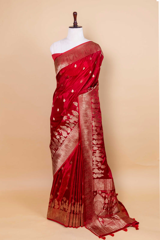 Red Baarat weaving Silk Saree