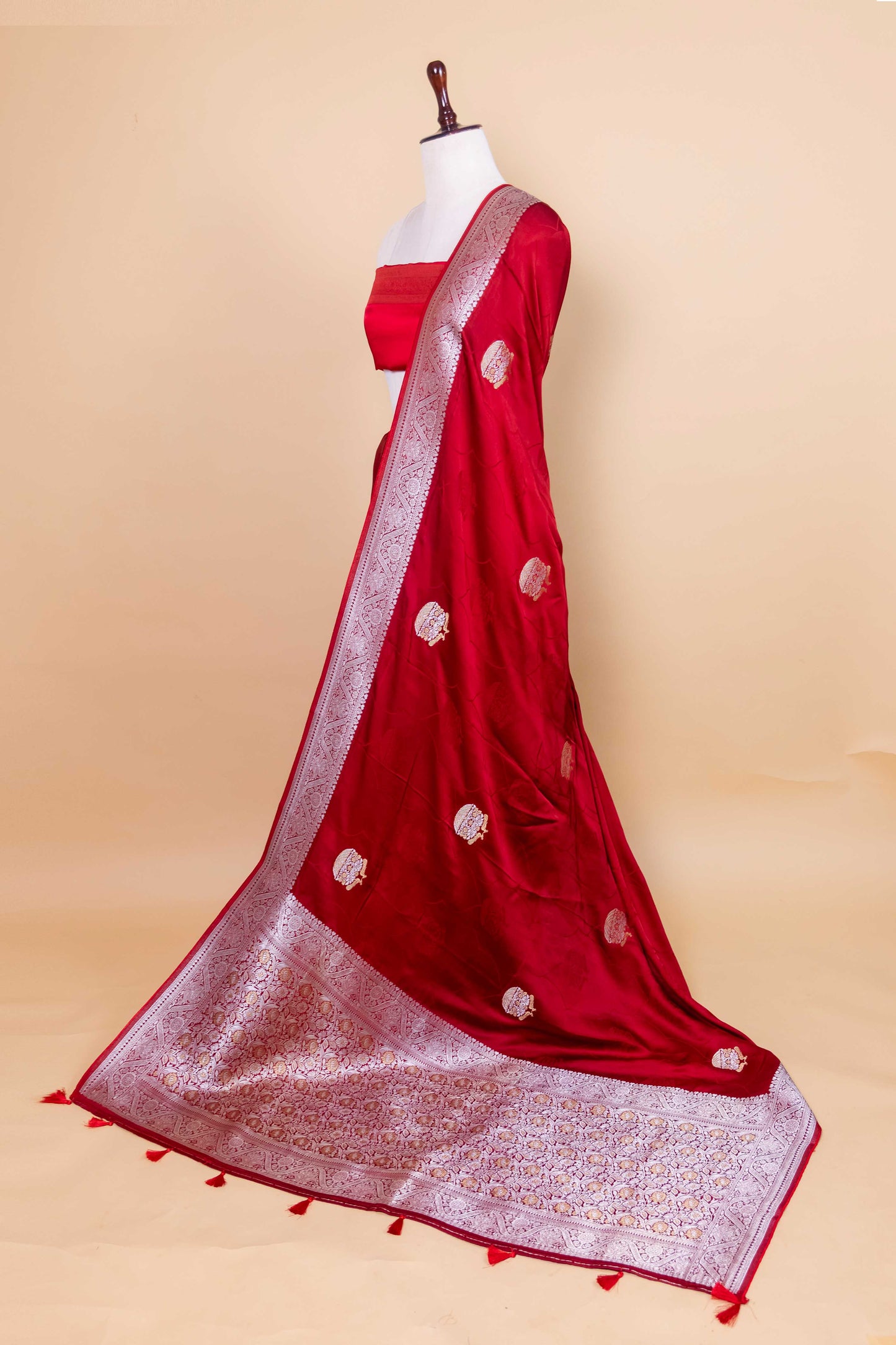 Maroon Sona Rupa Satin Silk Saree
