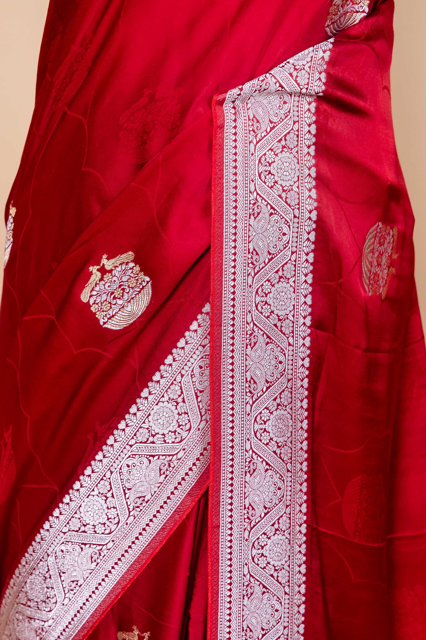 Maroon Sona Rupa Satin Silk Saree