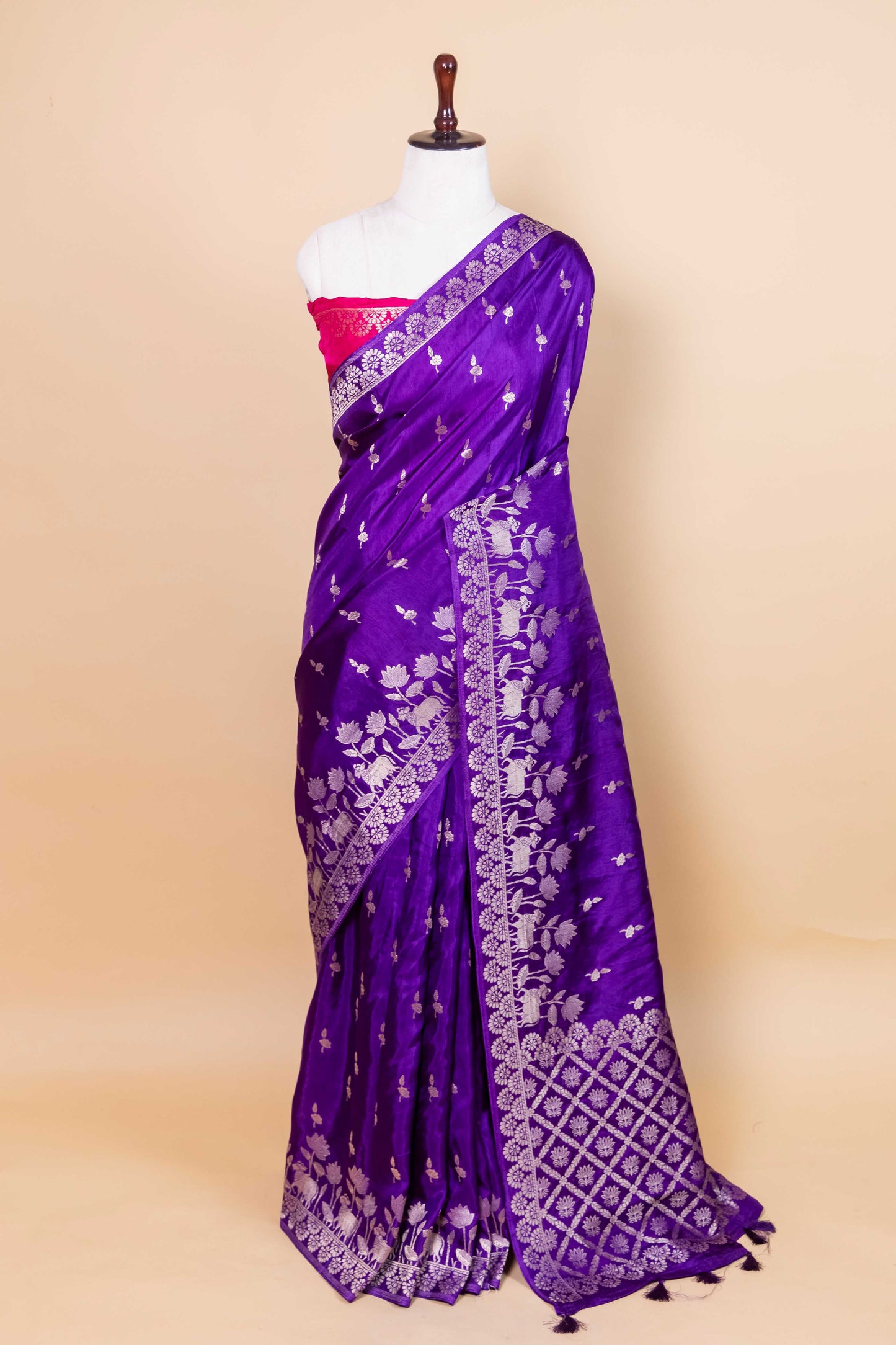 Violet Blue Pichwai Weaving Silk Saree