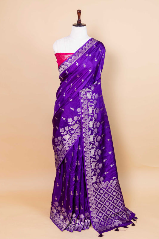 Violet Blue Pichwai Weaving Silk Saree