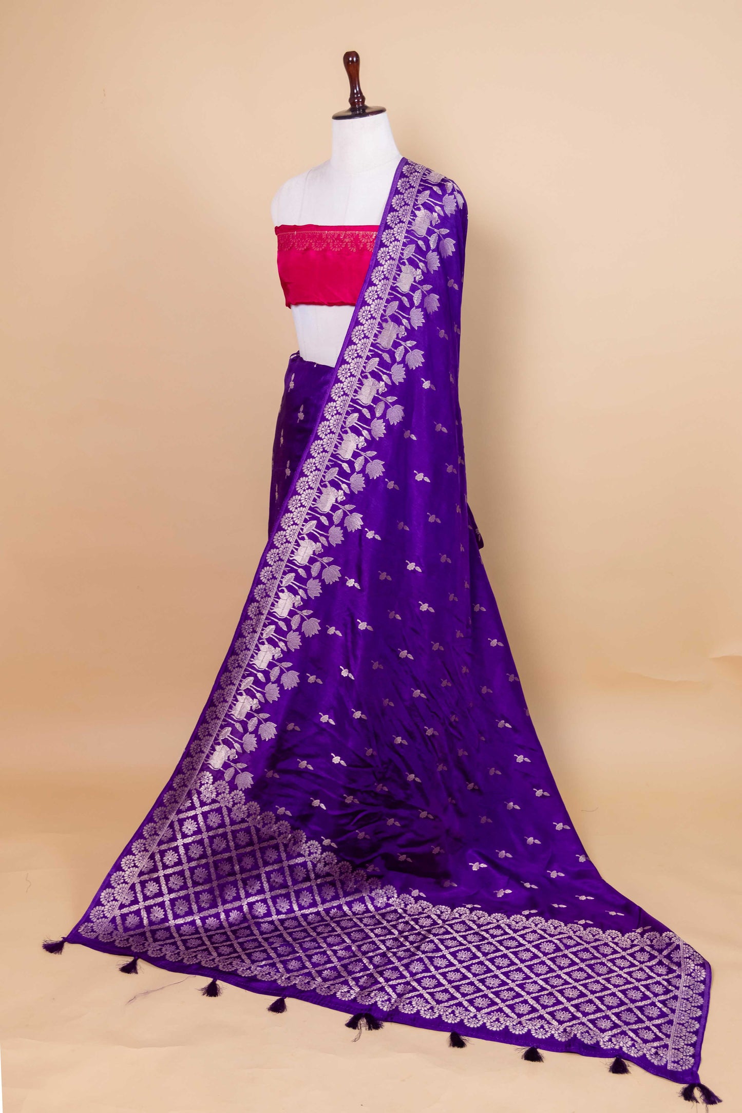 Violet Blue Pichwai Weaving Silk Saree