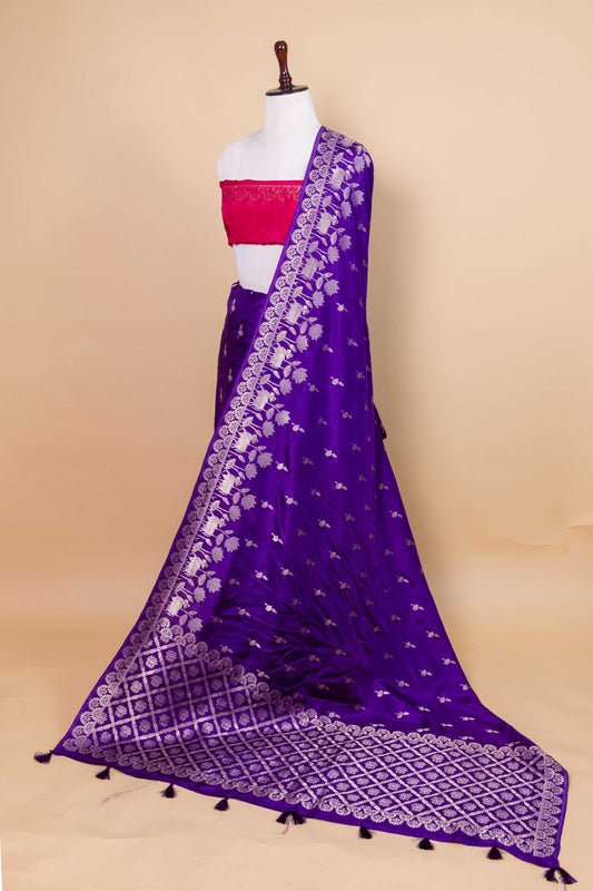 Violet Blue Pichwai Weaving Silk Saree