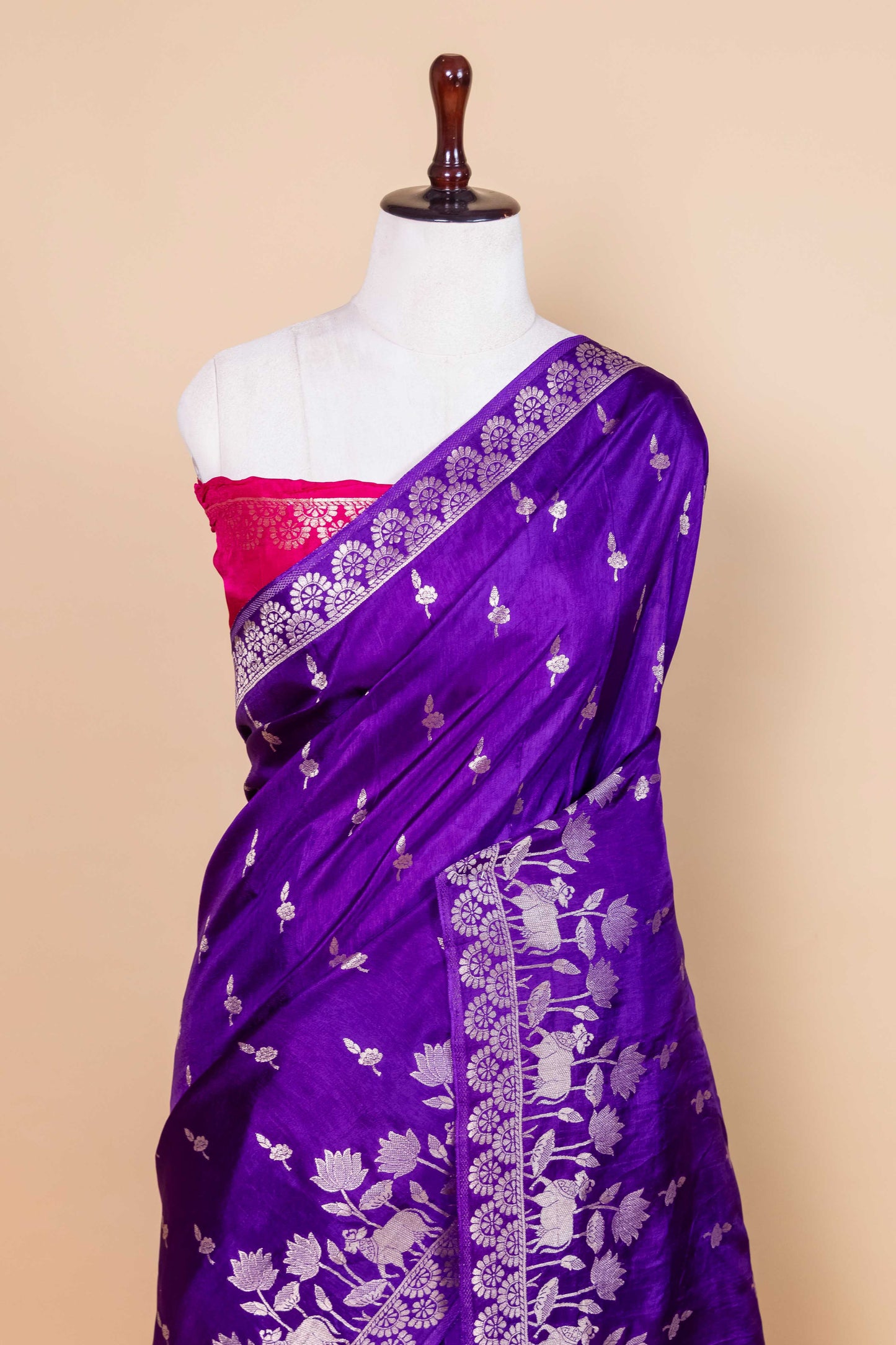 Violet Blue Pichwai Weaving Silk Saree