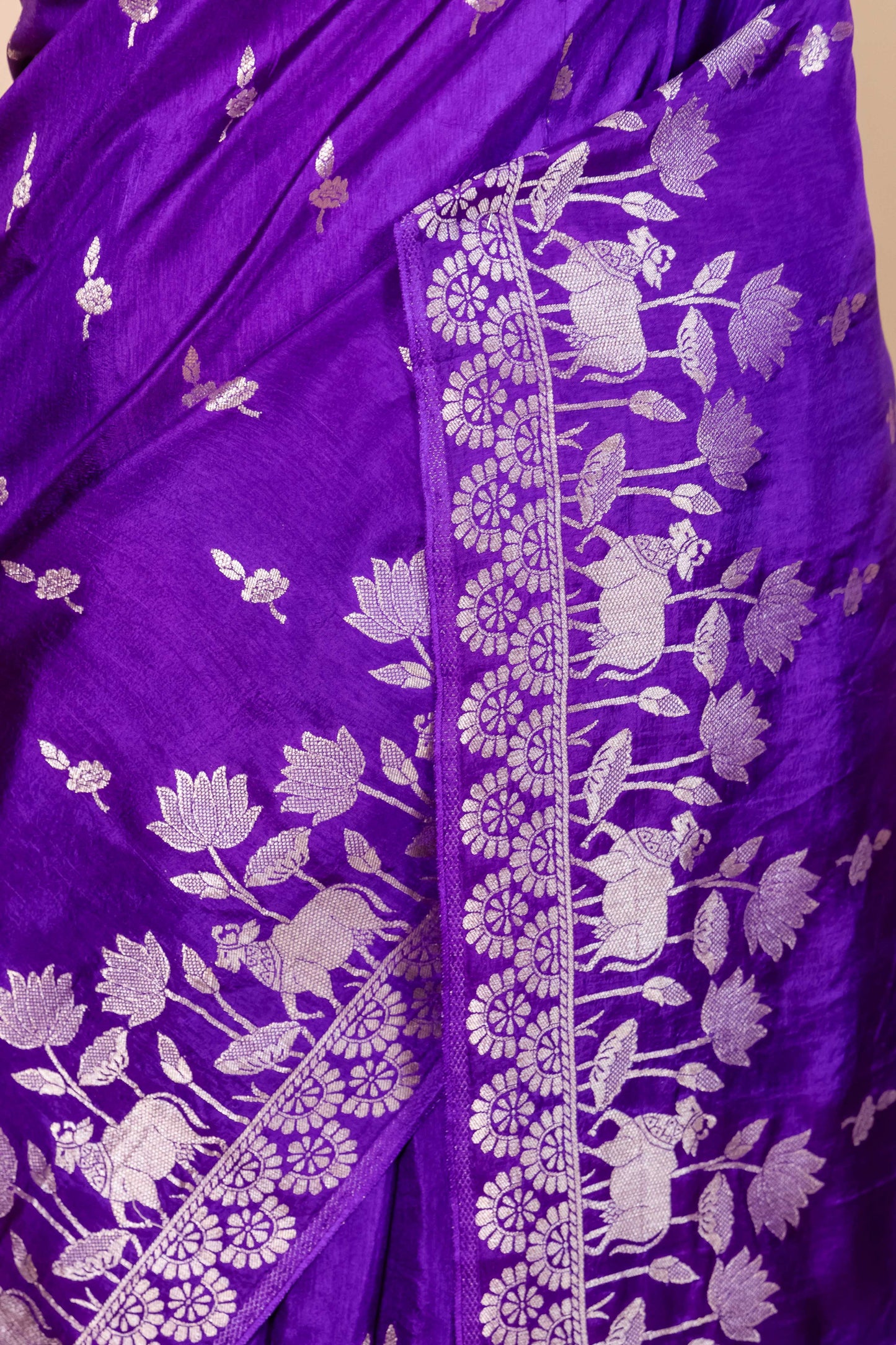 Violet Blue Pichwai Weaving Silk Saree