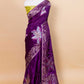 Violet Floral Weaving Silk Saree